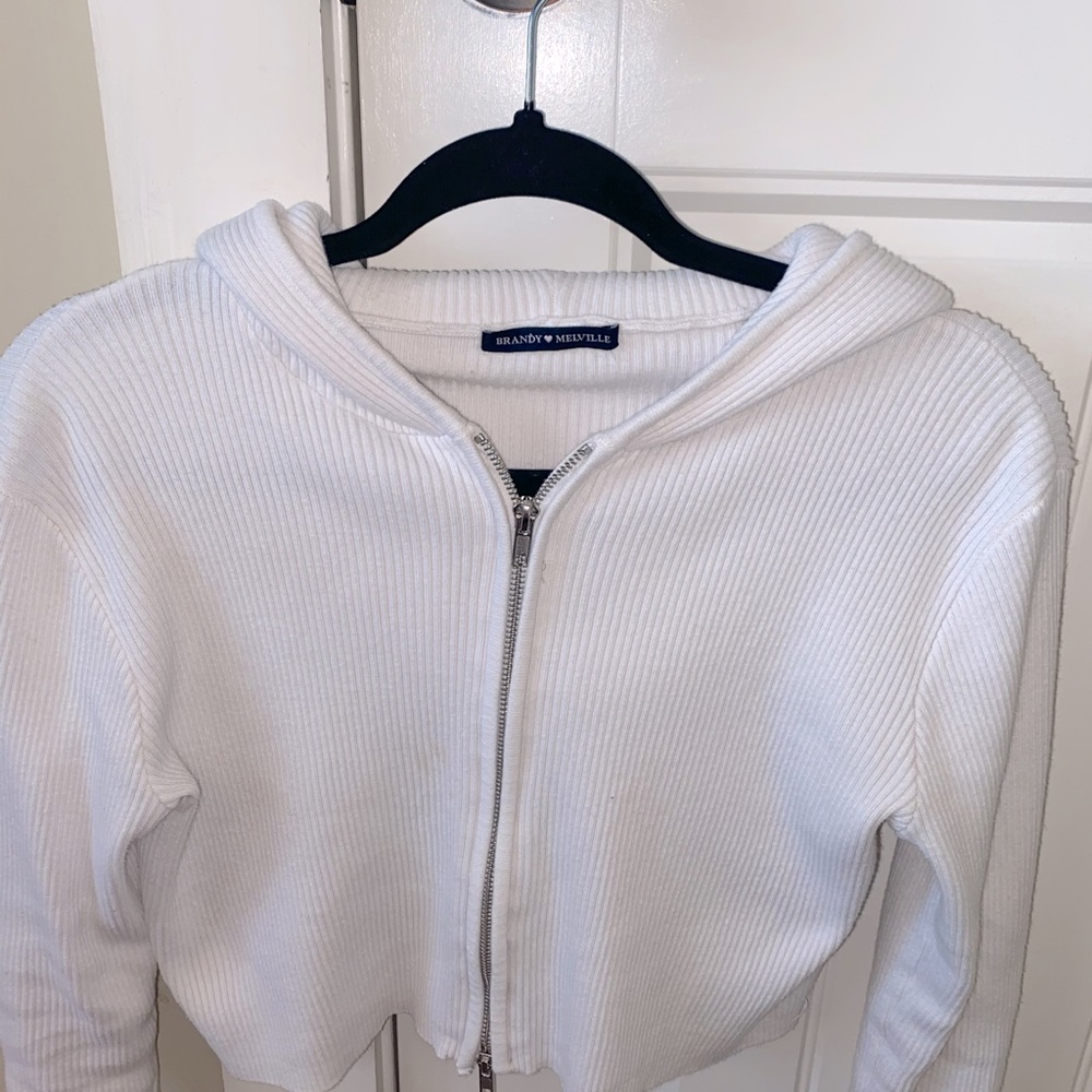 Brandy Melville zip crop hoodie
